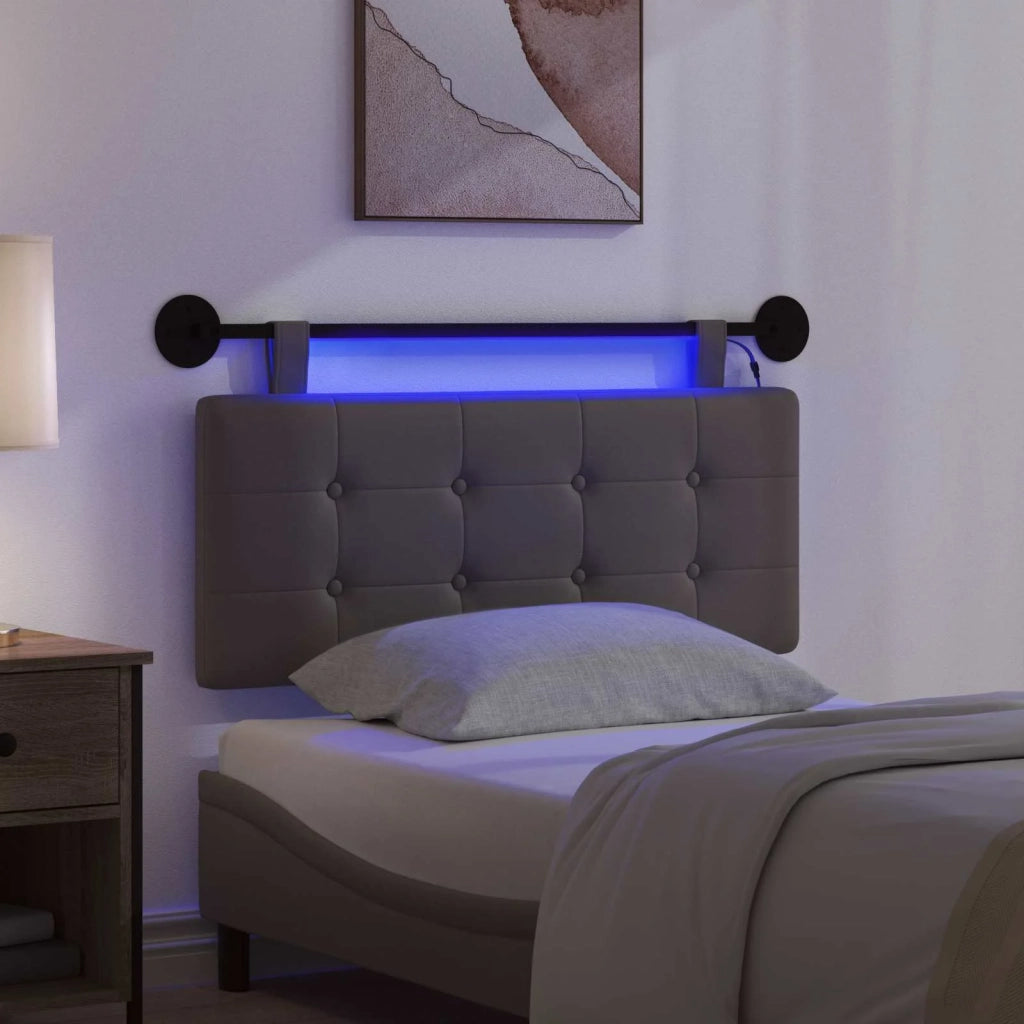 Testiera sospesa Con luce LED Grigio Similpelle