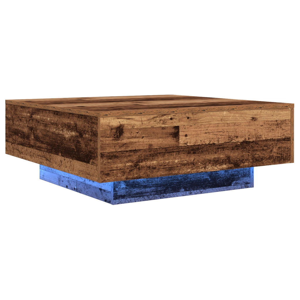 Tavolino da caffÃ¨  con luci LED Legno vecchio 80x80x31 cm