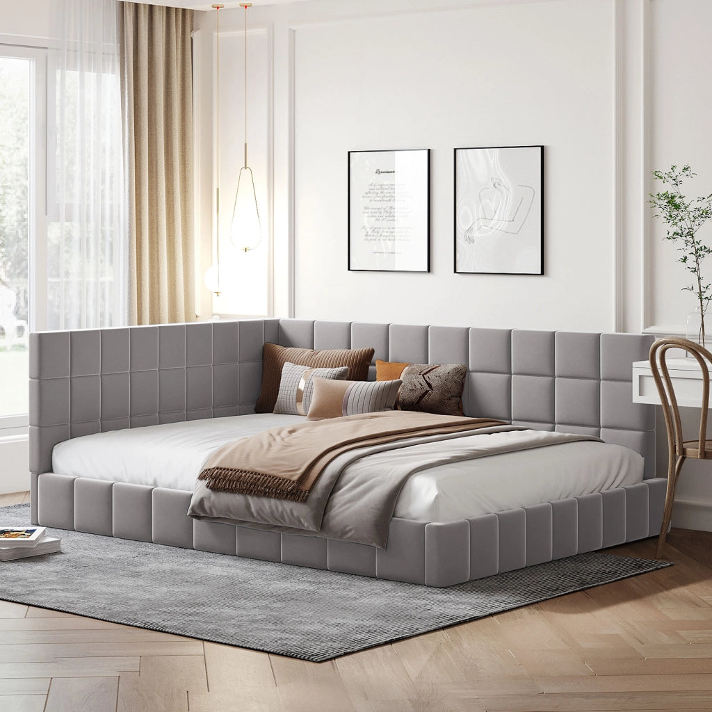 Letto poltrona multifunzione in velluto grigio 140x200 cm