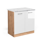 Vicco Mobile lavello cucina Bianco lucido 80 cm PL Marmo
