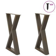 Gambe per tavolo da pranzo 2 pz in acciaio naturale 60x(72-73,3) cm