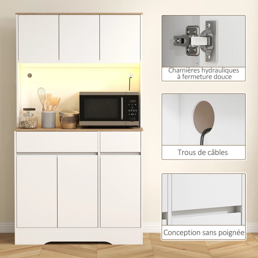 Buffet da cucina ¨C zephmum ¨C 6 ante, 2 cassetti, bianco, con luce LED
