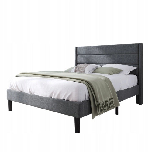 Letto per adolescenti - Xylo - 140x200 - Grigio scuro - Testiera imbottita