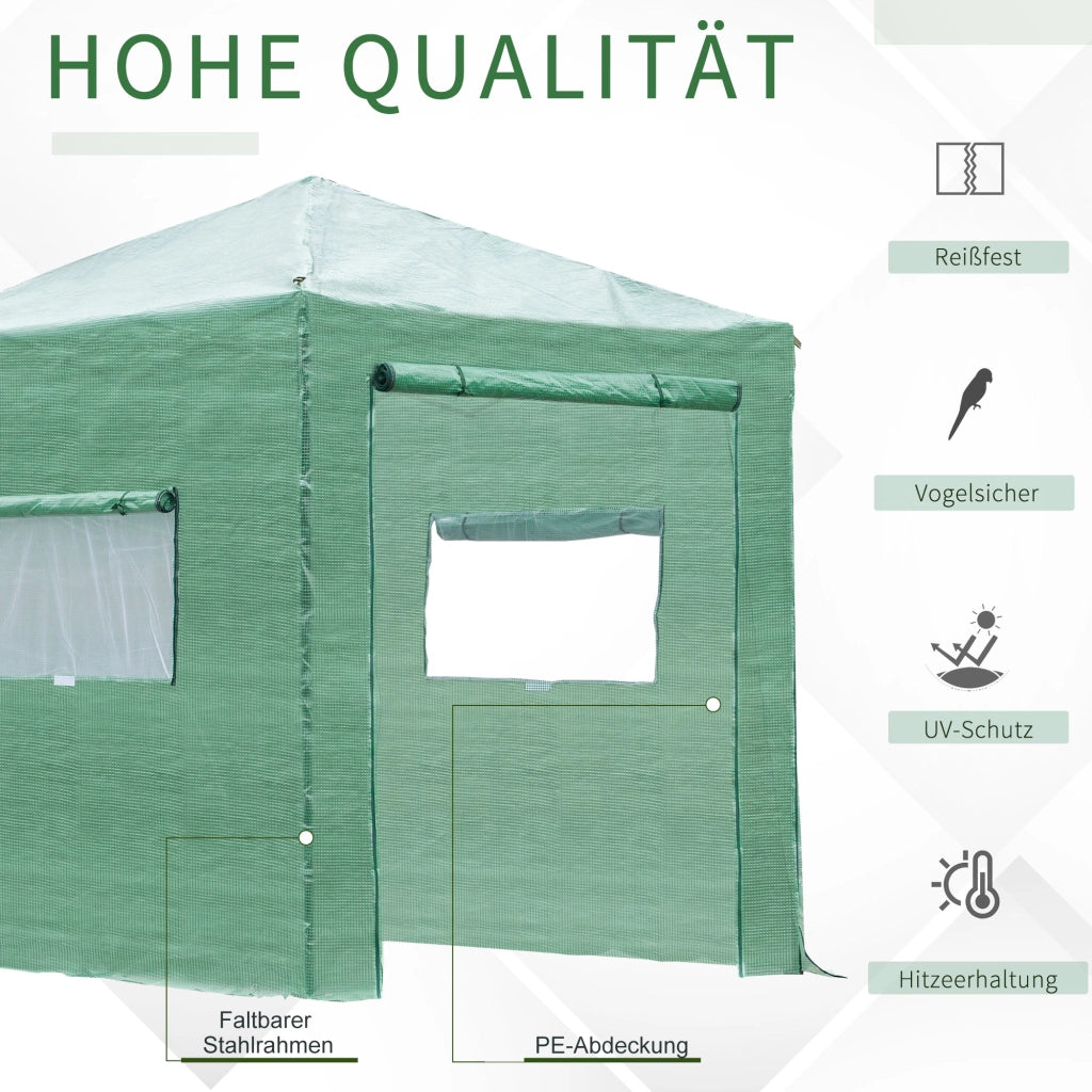 SERRA PIEGHEVOLE 238x178x240 cm Verde in acciaio con porta e finestre arrotolabili