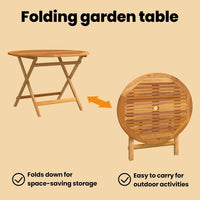 Tavolo da Giardino Pieghevole Ã˜90x75cm Massello di Eucalipto cod mxl 34297