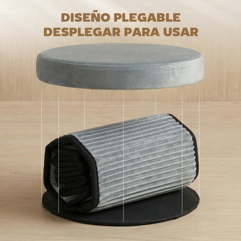 Pouf con Cassetti Pieghevole ¨C Zephmum ¨C 38x38x38 cm Grigio Scuro Tessuto Velluto
