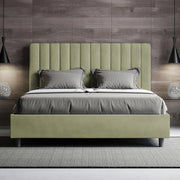 Letto matrimoniale francese senza rete imbottito 140x190 microfibra tè verde Agueda