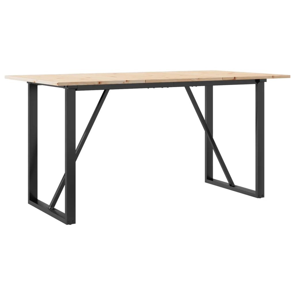Tavolo da Pranzo | Tavolo da cucina Telaio a O 140x80x75 cm Legno Pino e Acciaio