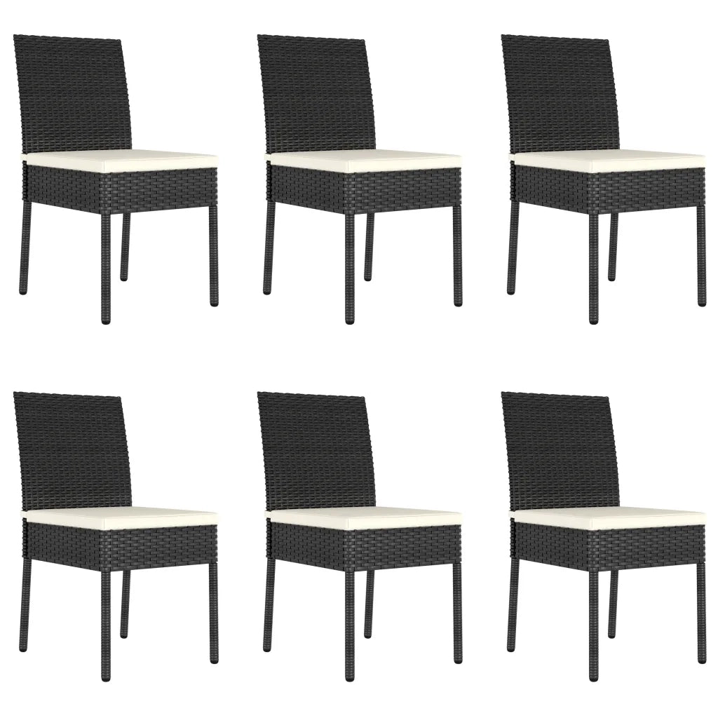 Set da Pranzo da Giardino 7 pz in Polyrattan Nero