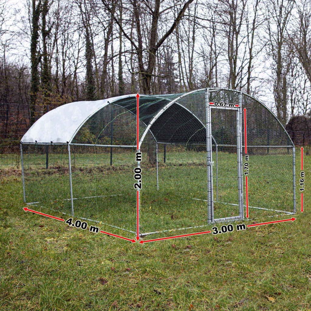 Fudajo Recinto animali XXL 4x2,95x2m con tettoia impermeabile, porta e spazio per movimento libero