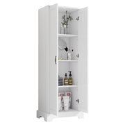 Mobile da bagno con 2 ante; 4 vani e ripiani regolabili - in MDF - bianco - 56 x 40 x 170 cm