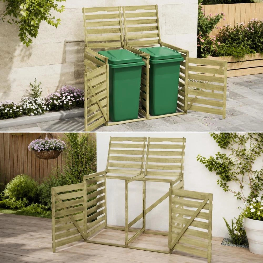 Bin Storage Box For 2 Bins, 240 L Each, Made Of Impregnated Wood