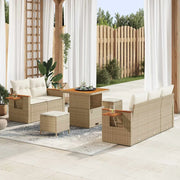 Set Divano da Giardino 10 pcs Beige e Crema polyrattan