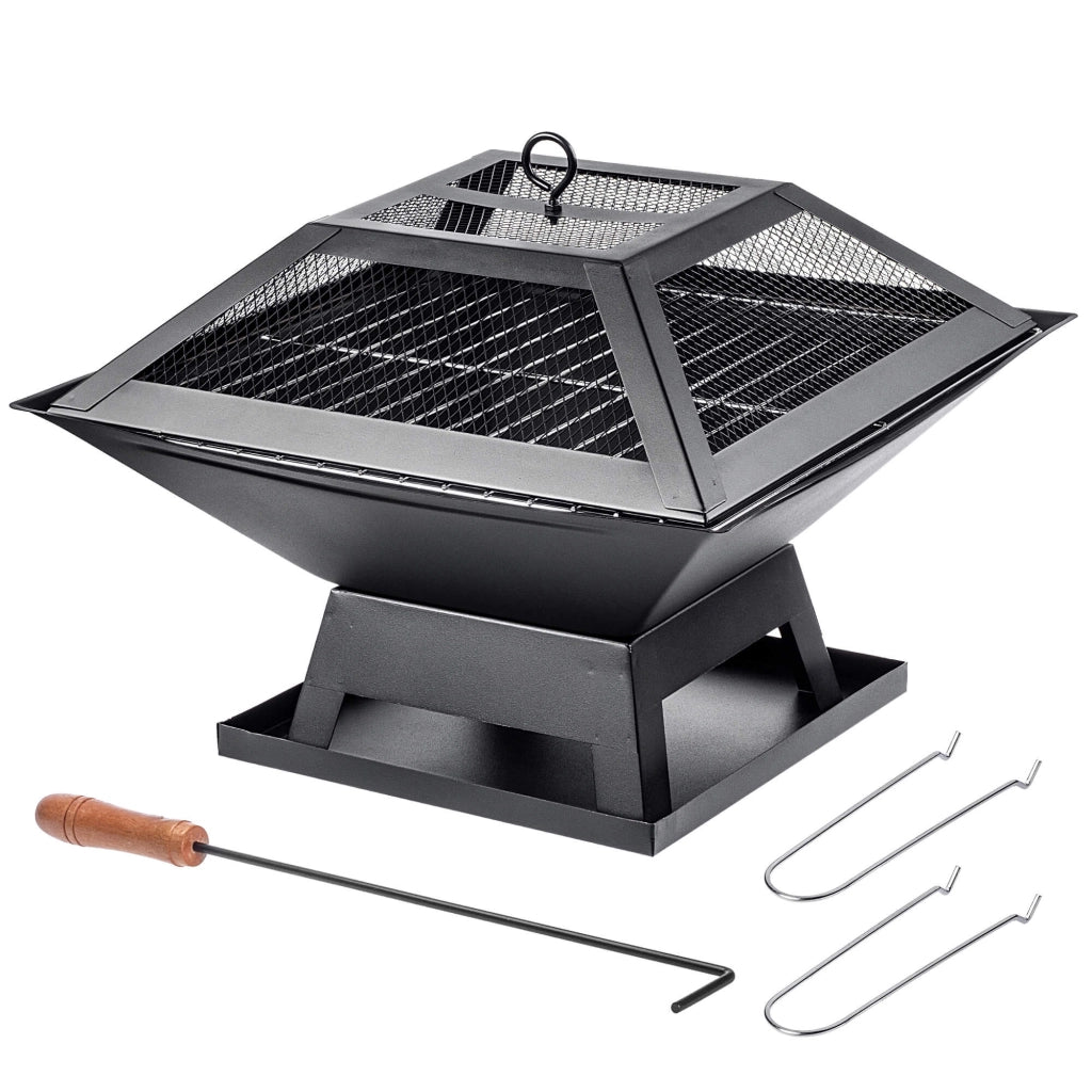 Barbecue a carbone da giardino KADAX, braciere, griglia con coperchio, 46 cm