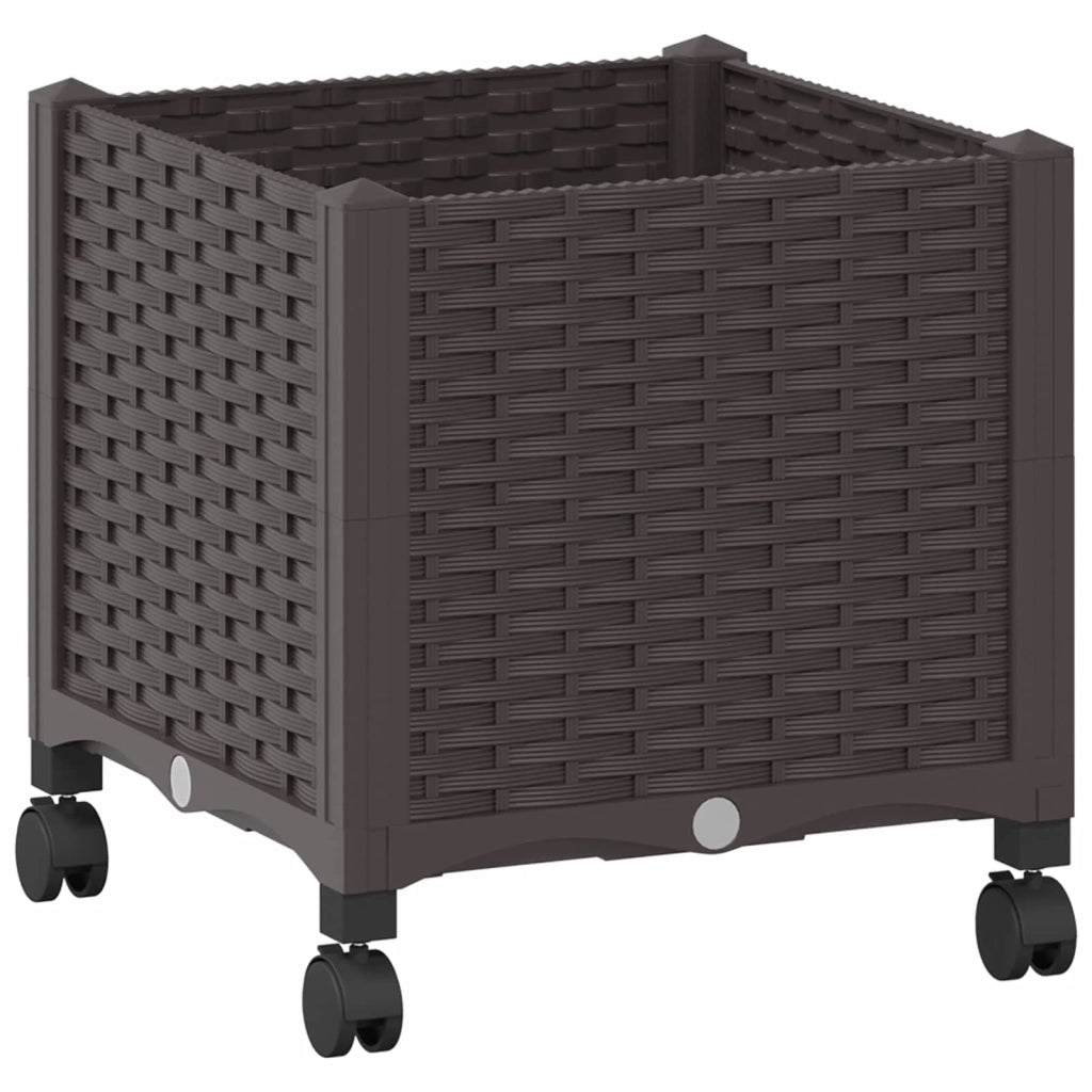 Vaso da Giardino con Ruote Marrone 40 x 40 x 48 cm PP 3422909