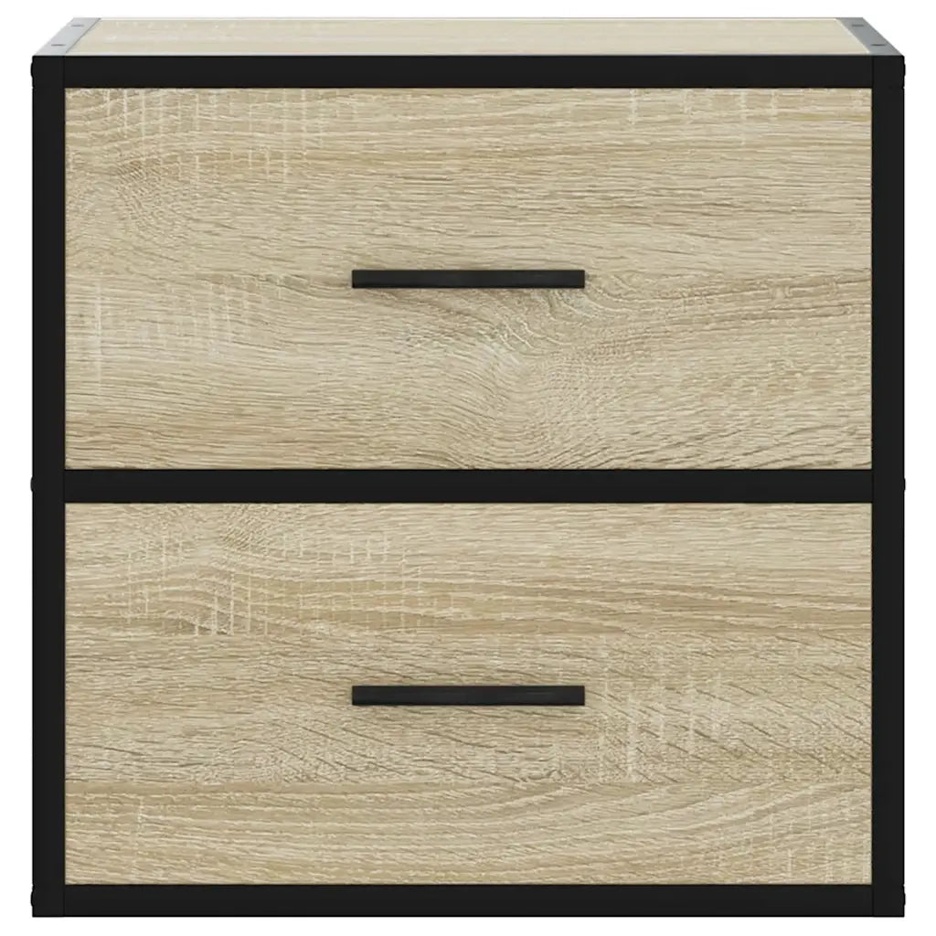 Set di 2 Comodini | Armadio da Notte | Mobiletto da notte a Muro Rovere Sonoma 40x31x39,5 cm