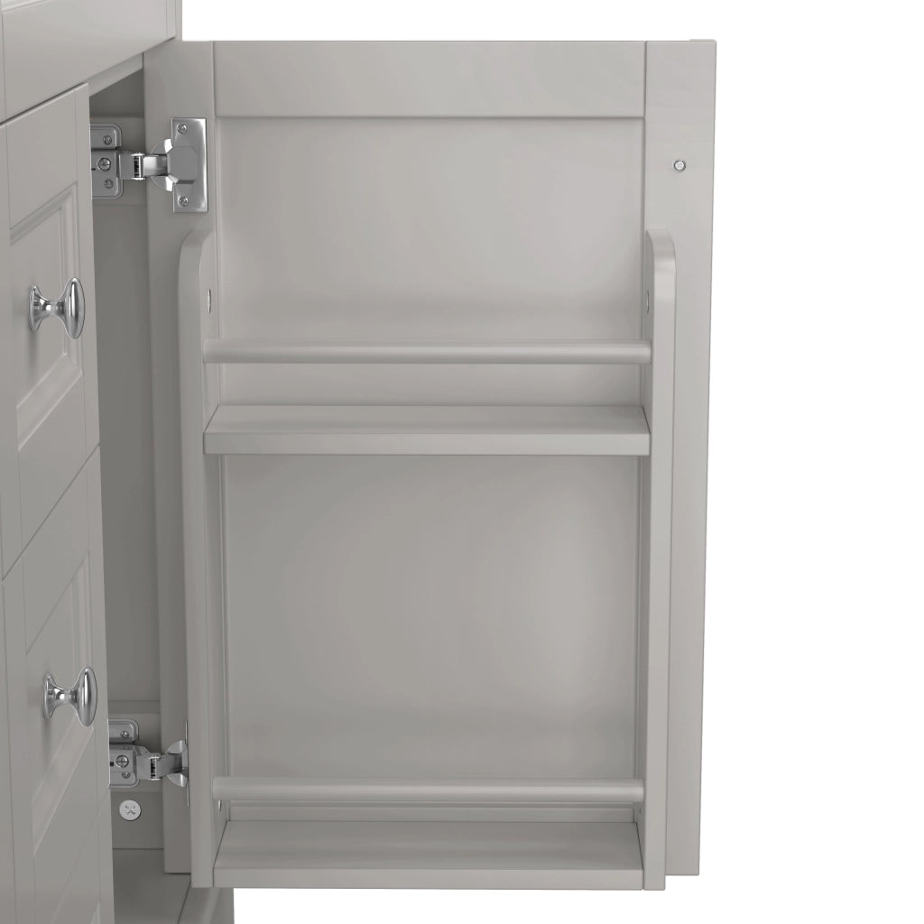 Mobile lavabo da bagno a pavimento 76x46x87 cm grigio con lavabo in ceramica, 2 cassetti, ripiano regolabile e chiusura ammortizzata