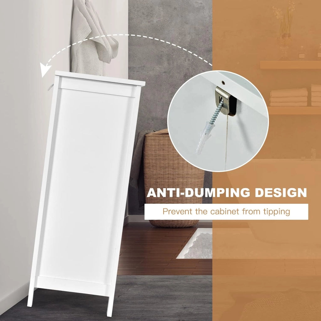 Armadietto Bagno da Terra, Mobiletto Autoportante a 2 Ripiani, con 2 Ante Legno, 60x30x80 cm, Bianco