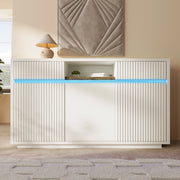 Credenza da sala da pranzo, mobile da ingresso, con luci a LED, 2 cassetti e 3 ante, ripiani regolabili, 140 x 40 x 85 cm, bianco
