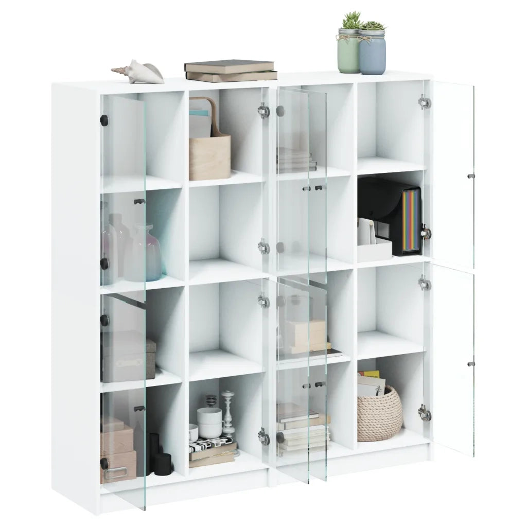 Libreria con Ante Bianca 136x37x142 cm in Legno Multistrato 3206517
