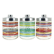 Set 3 Barattoli da Cucina in Vetro Sale Zucchero Caffè Caraibi