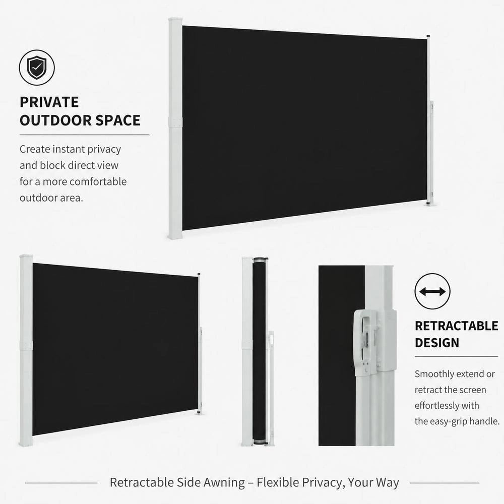 Extendable Side Awning 220x300 Cm Black