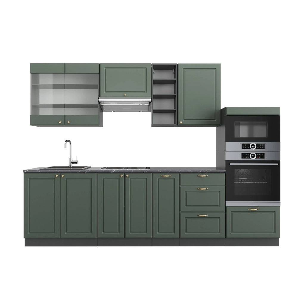 Cucina componibile Fame-Line Verde-oro rustico/Antracite 280 cm, PL Antracite Vicco