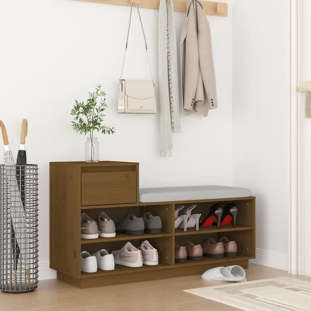 Scarpiera ambra 110x34x61 cm in Legno Massello di Pino 814452