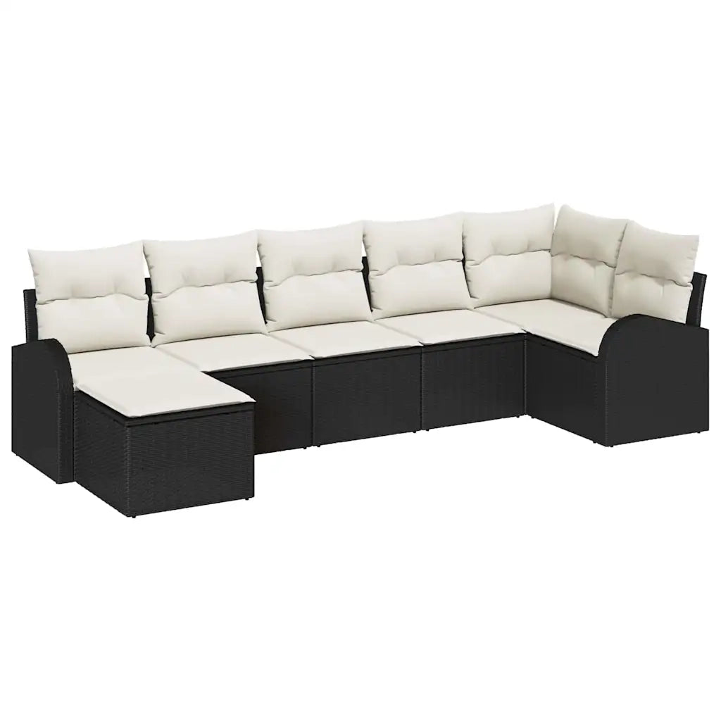 Set di divani con cuscino 7 pcs Nero polyrattan 3354796