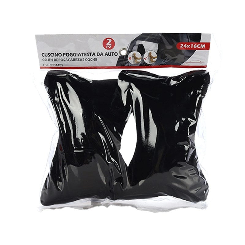 2 Pezzi Cuscini Poggiatesta Auto Ergonomici e Traspiranti Colore Nero
