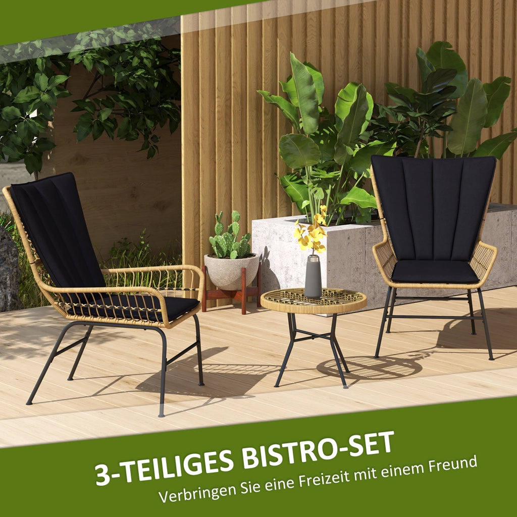 Set Bistrot per Balcone in Polipropilene ¨C zephmum ¨C 76x66x96 cm, Nero