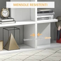 Scaffale Libreria ad S 5 Ripiani Design Moderno Soggiorno, Ufficio, Salotto, Legno, Bianco, 120 x 28.6 x 160 cm