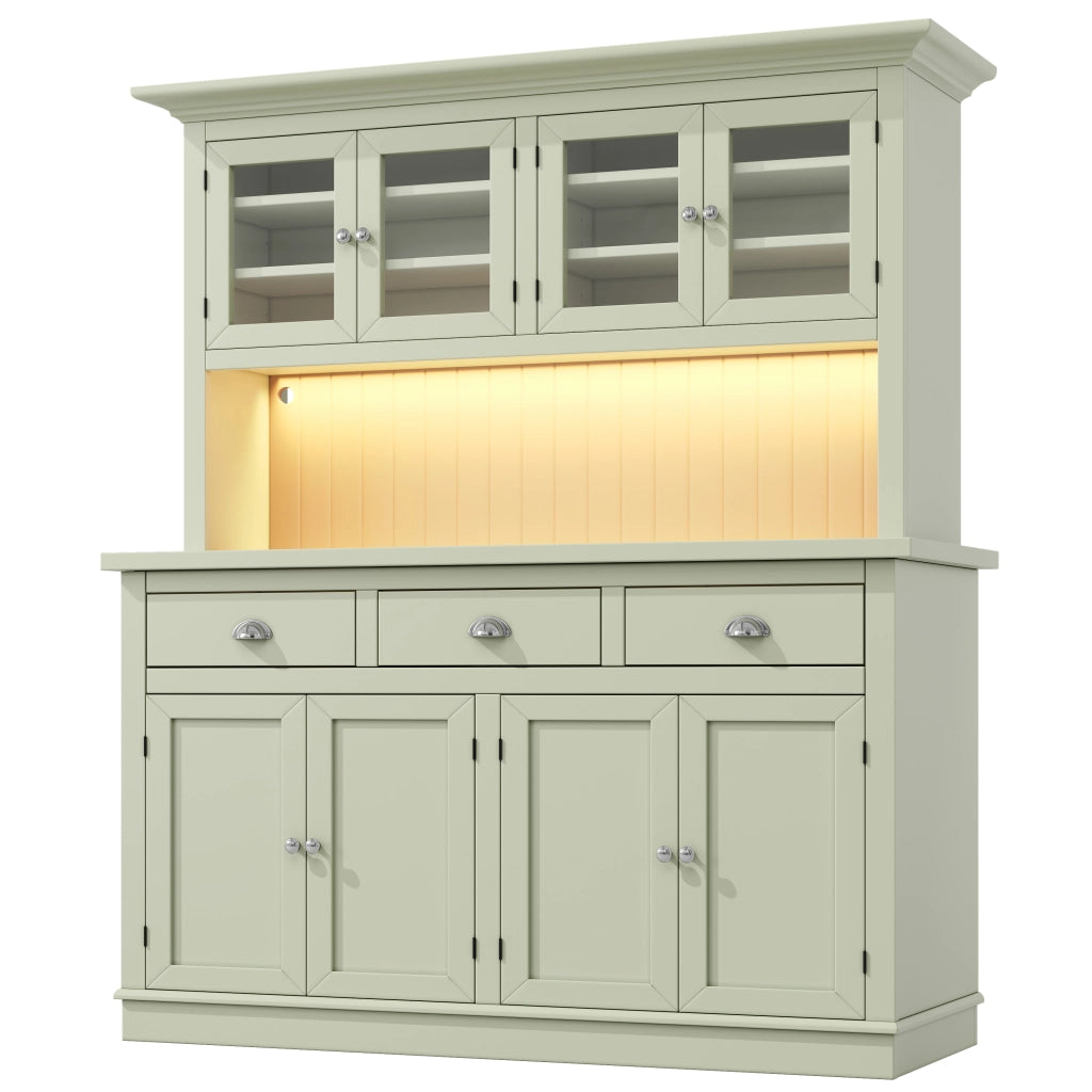 Credenza alta con ripiani regolabili; LED RGB; anta in acrilico e sistema antiribaltamento per sala da pranzo; 140×40×180 cm