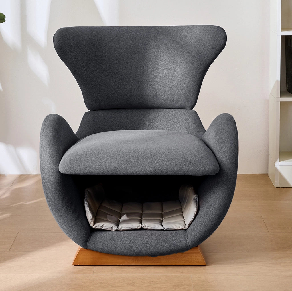 Poltrona lounge design in stile squalo balena con cuccia integrata; 66x69x76 cm; grigio