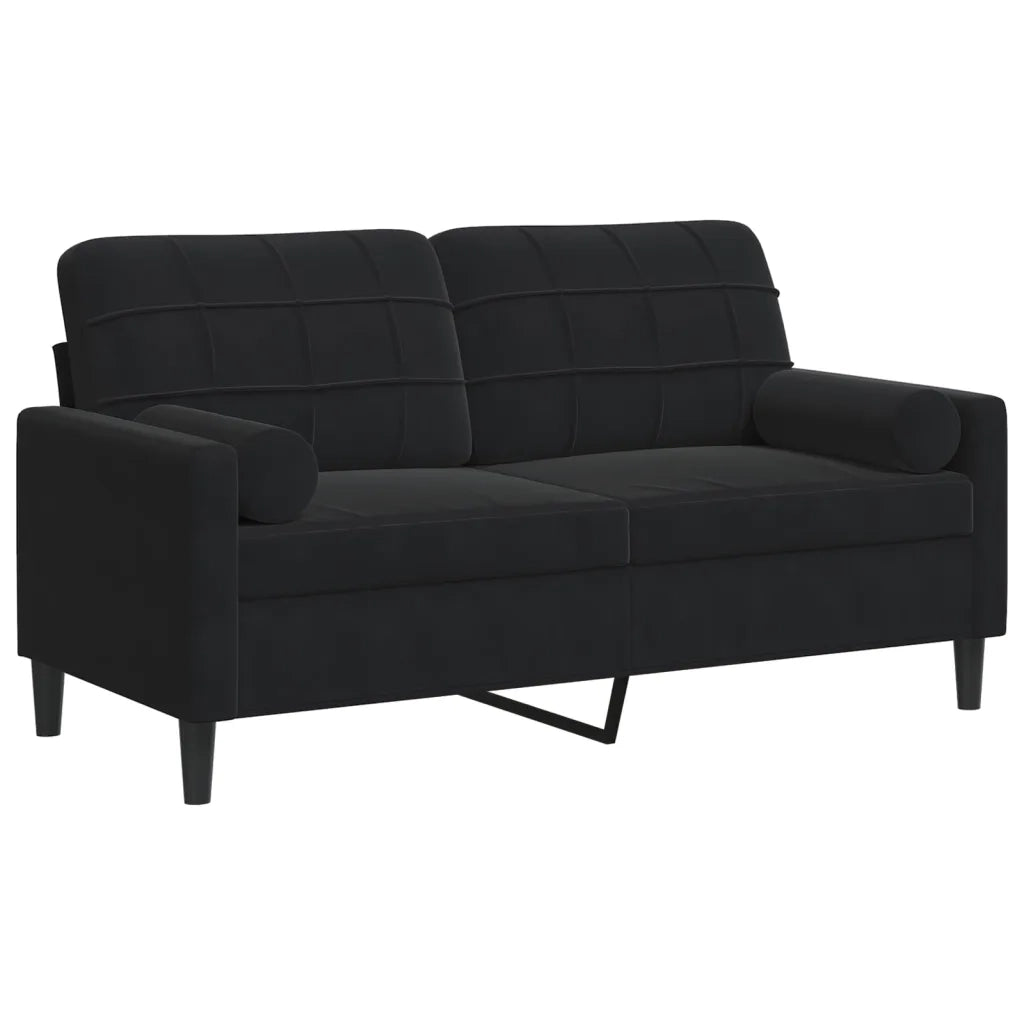 vidaXL Divano a 2 Posti con Cuscini Nero 140 cm in Velluto