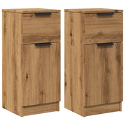 Credenze 2 pz | Madia | Buffet da pranzo | Armadio da pranzo Rovere Artigianale 30x30x70 cm Legno Multistrato