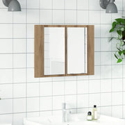 Mobile Specchio LED-Armadietto a Specchio da Bagno Rovere Artigianale 60x12x45 cm Multistrato