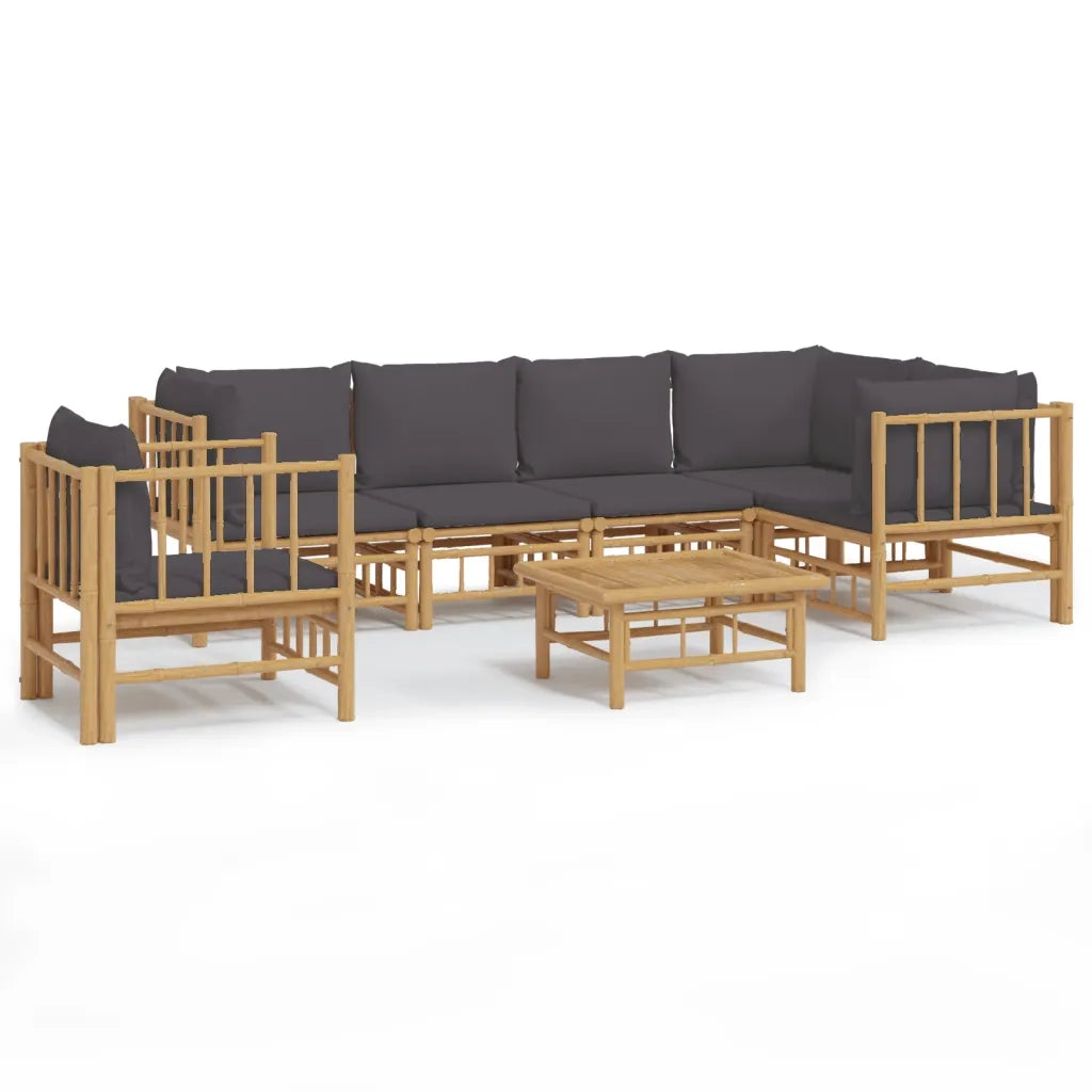 Set Salotto da Giardino 7pz con Cuscini Grigio Scuro Bambù 3155237