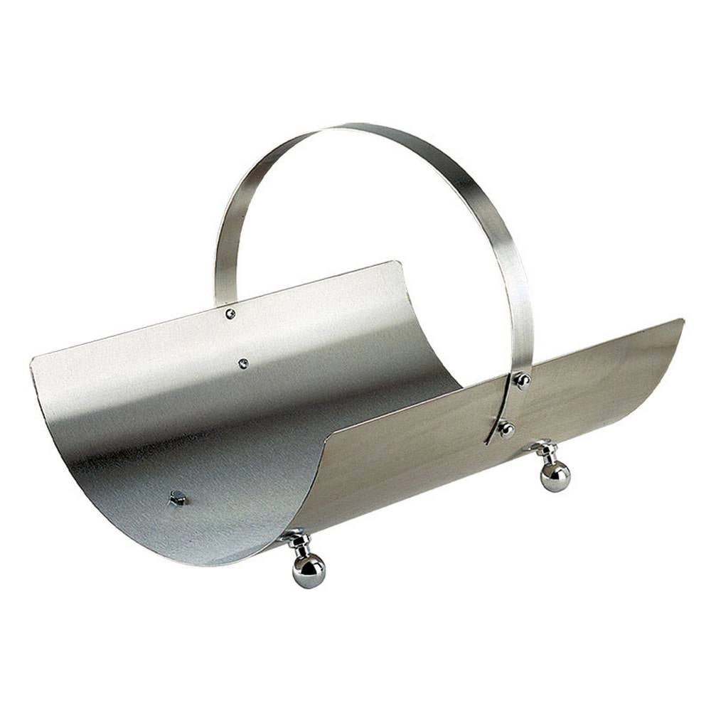 Portalegna acciaio inox h.40 l.50x36 cm. Made in Italy