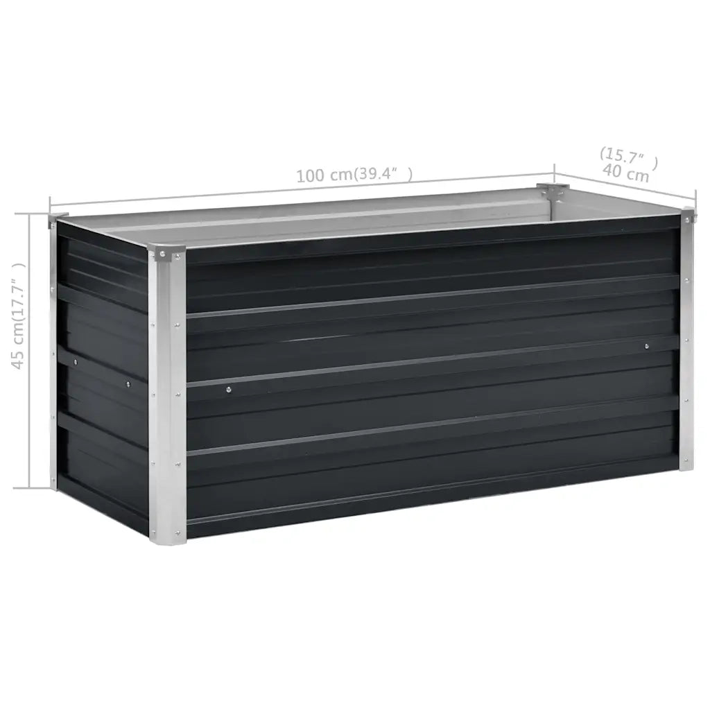 Fioriera per Giardino Antracite 100x40x45 cm in Acciaio Zincato 45733