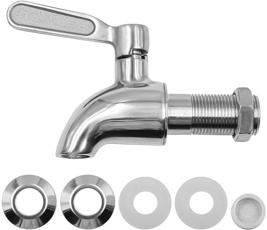 Dispensatore di bevande con rubinetto - Rubinetto di ricambio per contenitore in vetro - Acciaio inossidabile - Adatto per succo, birra e cocktail - Duraturo e ecosostenibile