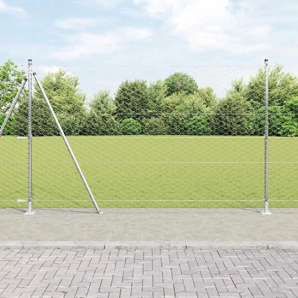 Palo della recinzione Argento 25 x 1,4 m (rete 50 mm) Acciaio