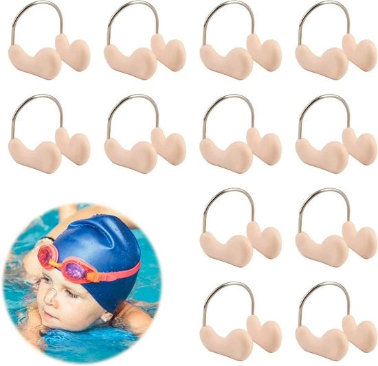 Neuspiercing siliconati per nuoto - impermeabili e comodi - piscina e sport acquatici - beige - 12 pezzi.