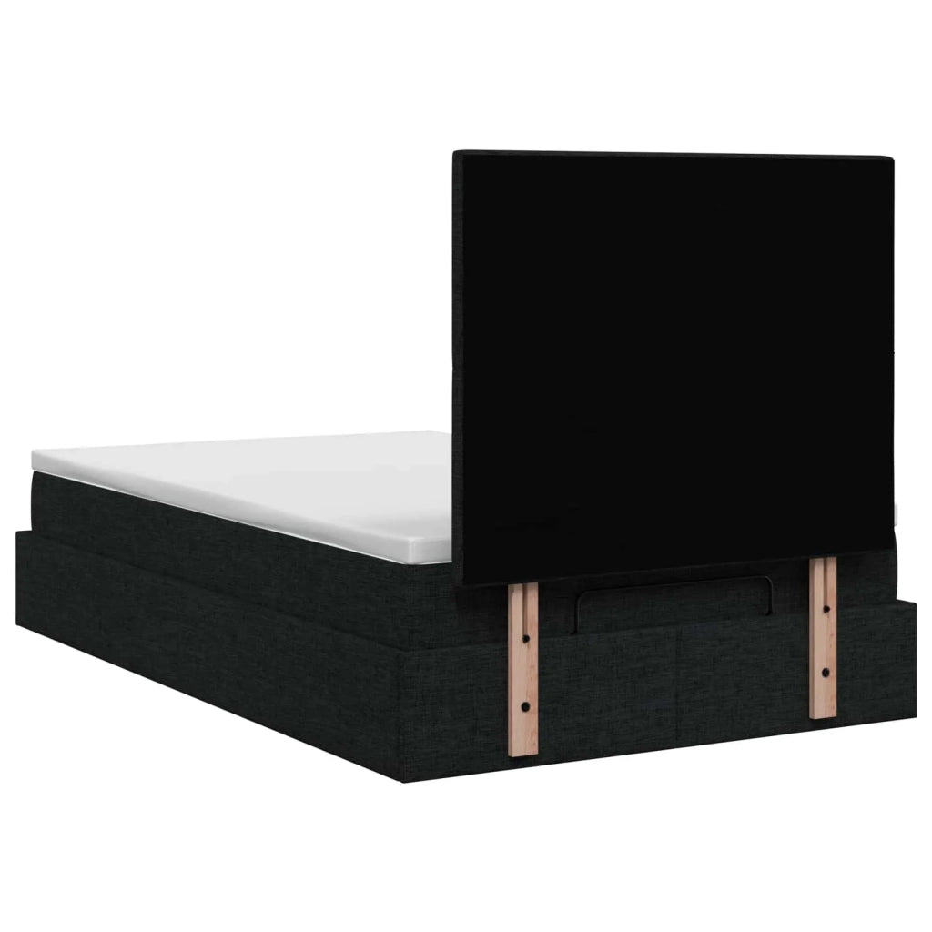 Letto Ottomano con Materasso e LED Nero 120 x 200 cm Tessuto 3458064