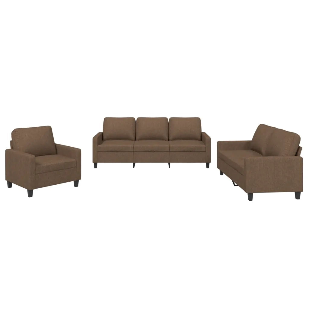 Set di Divani 3 pz con Cuscini Marrone in Tessuto 3201431