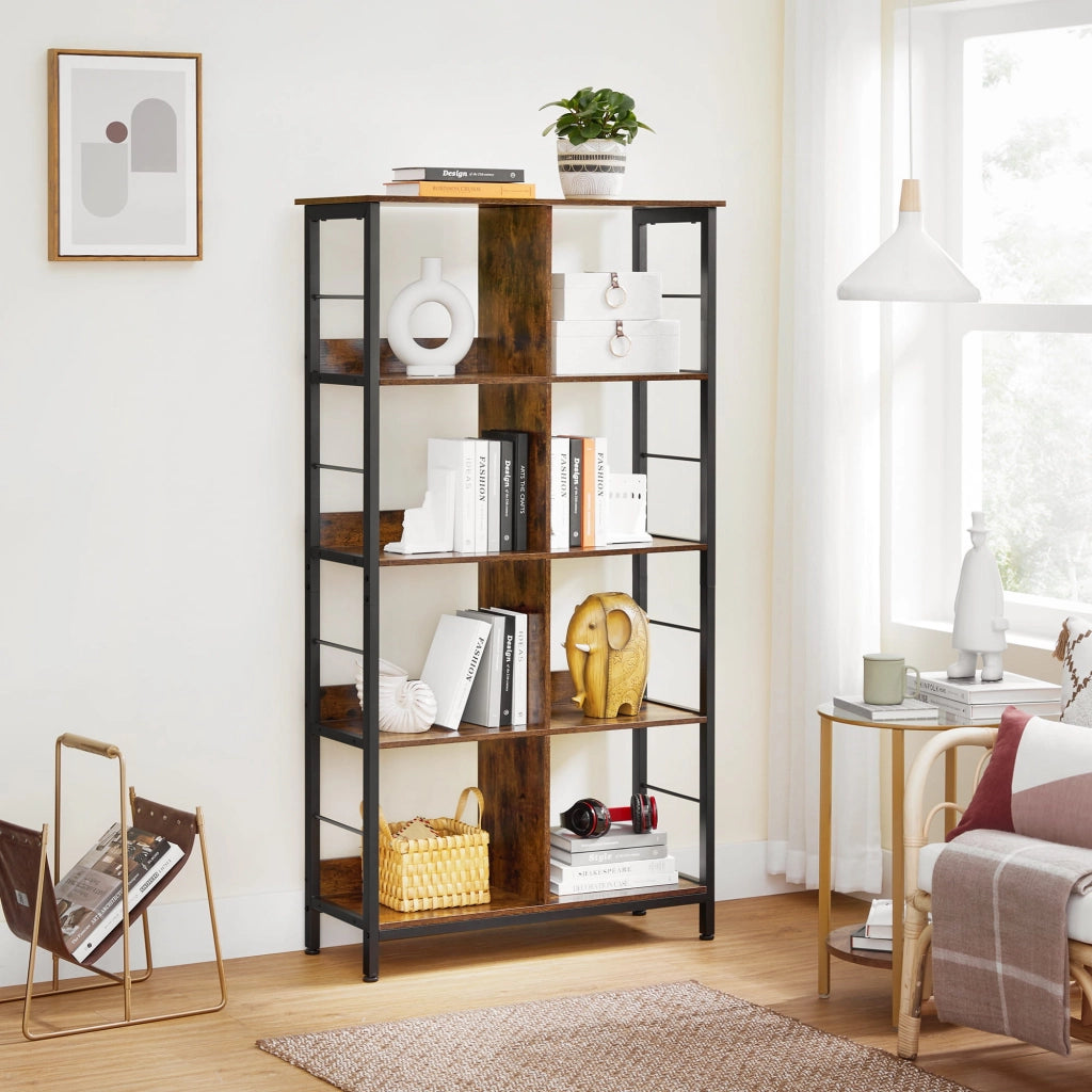Valora SCAFFALE LIBRERIA Rustico Marrone Metallo per Soggiorno