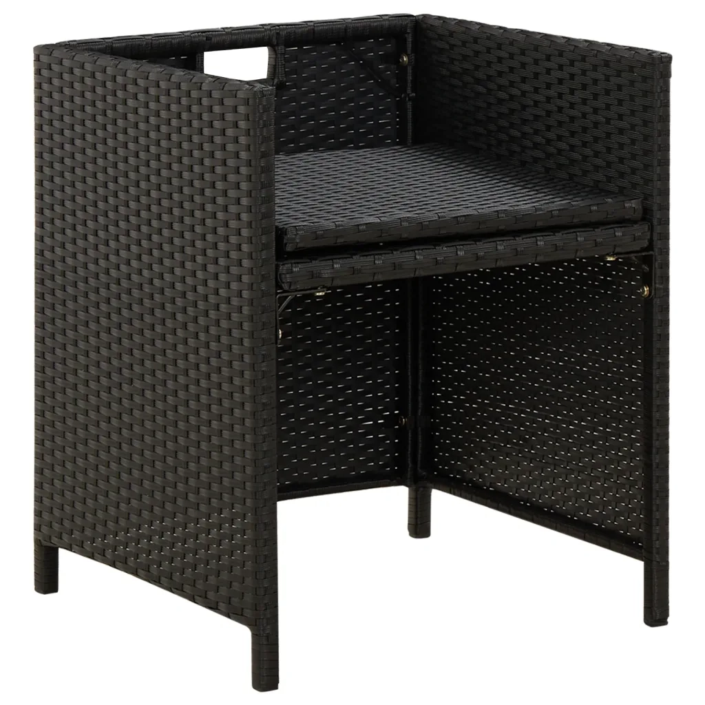 Sedie da Giardino con Cuscini 4 pz | Sedie da Esterno in Polyrattan Nere