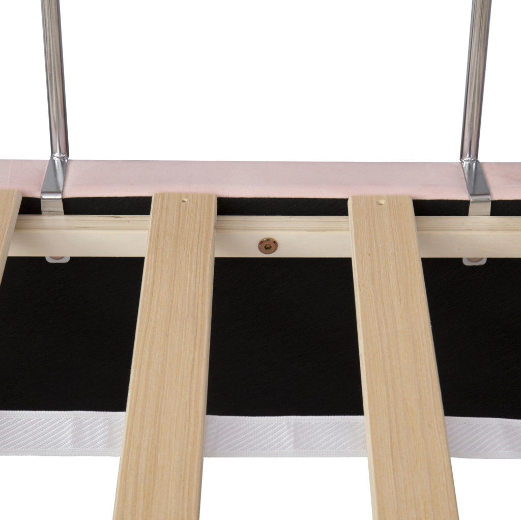 Letto imbottito 140x200 cm con vani laterali e LED in velluto rosa