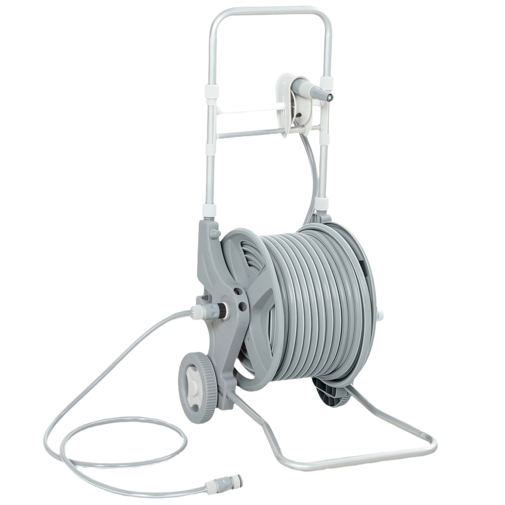 Carrello per Tubo 45 m con Maniglia e 2 Ruote ¨C zephmum ¨C Grigio 45x44x78 cm