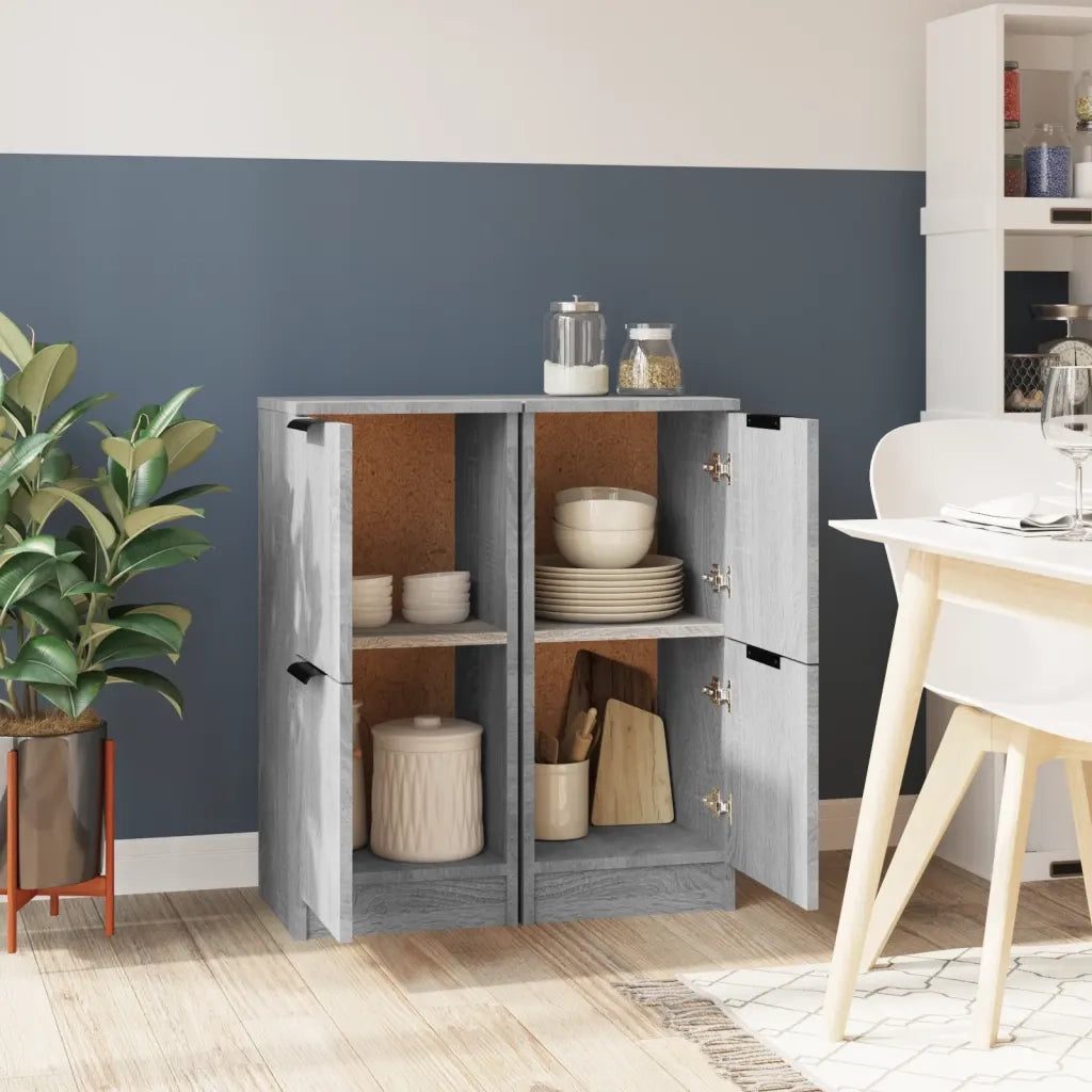 Credenze 2 pz Grigio Sonoma 30x30x70 cm in Legno Multistrato 817021